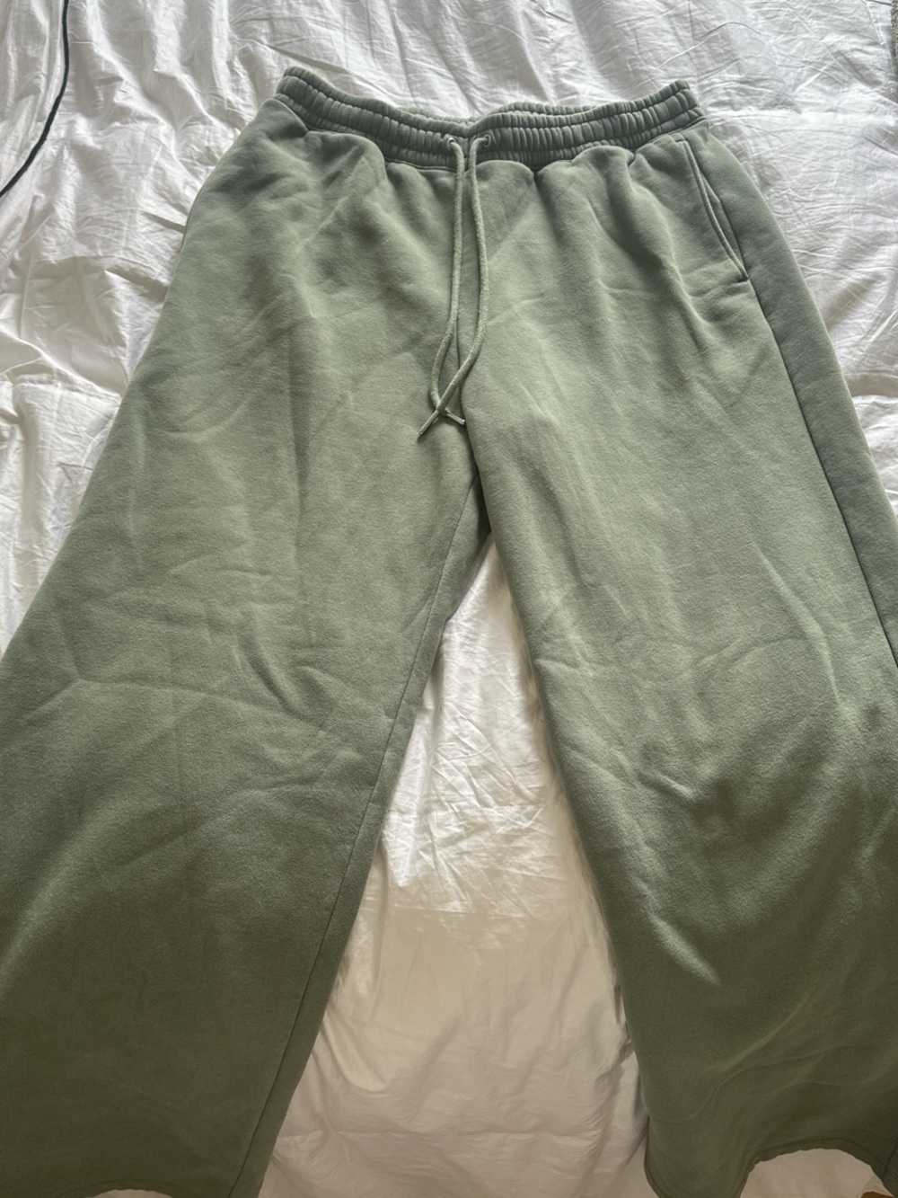 Abercrombie & Fitch Sage Green Drawstring Joggers with Wide Leg